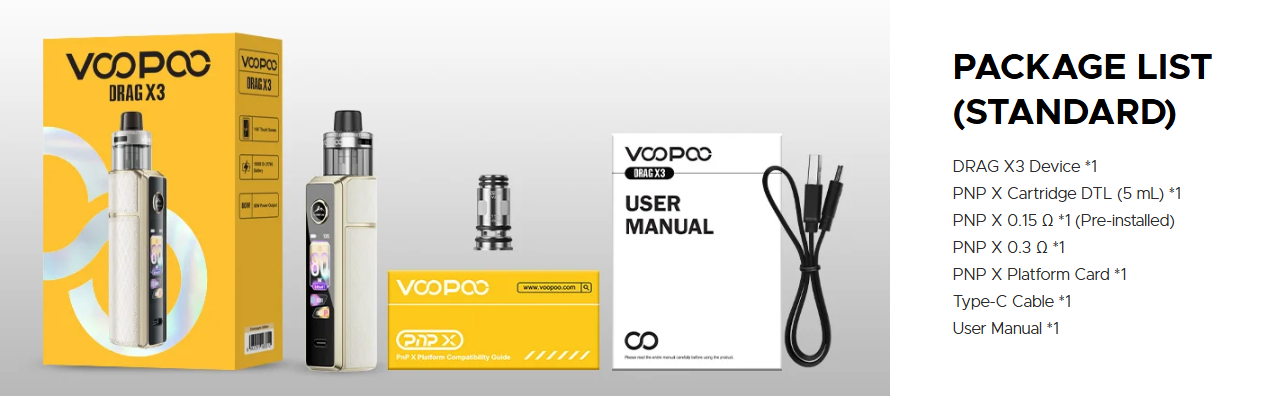 Voopoo Drag X3 80W Box Mod Kit with PnP X Cartridge DTL Pod 5ml